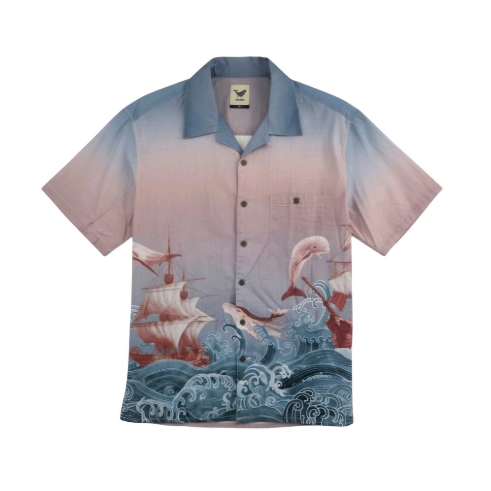 Yiume 1950's Vintage Hawaiian Navigation XL‎ Short Sleeve Camp Shirt